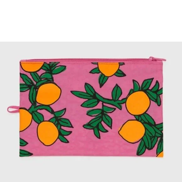 NWOT Baggu Flat Pouch Large - Orange Tree - Picture 1 of 4